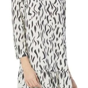 Joie Black and White 100% Silk Dress Size L Midi ~ Winter ~ Trendy!